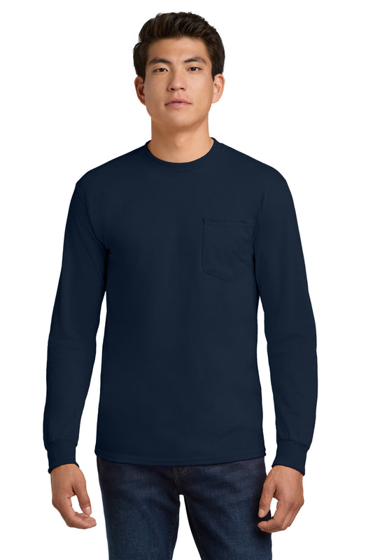 Gildan - Ultra Cotton 100% US Cotton Long Sleeve T-Shirt with Pocket. 2410