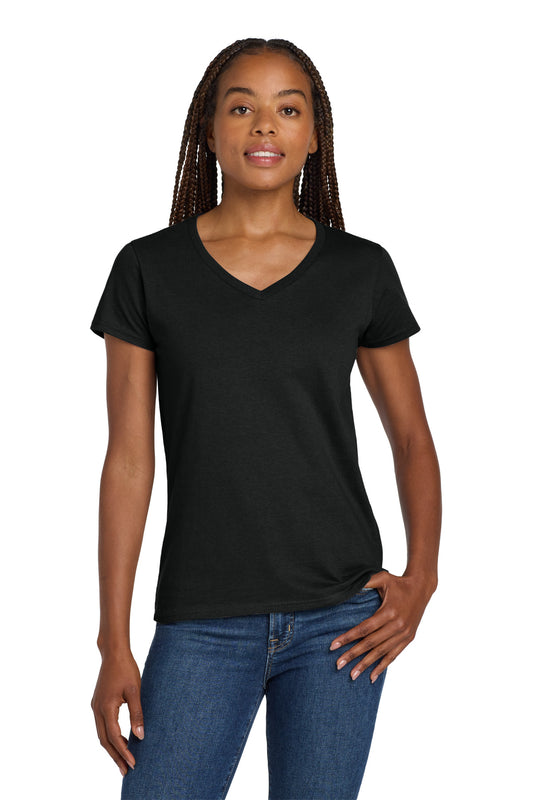 Gildan ® Women's Heavy Cotton ™ 100% Cotton V-Neck T-Shirt. 5V00L | Add Your Logo