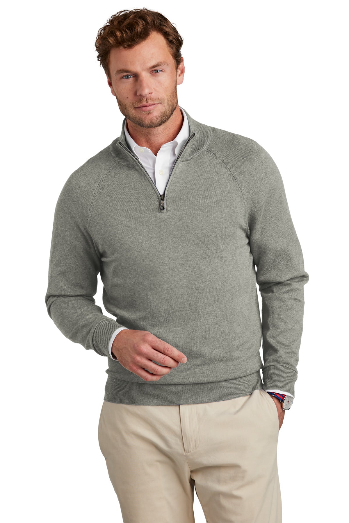 Brooks Brothers   Cotton Stretch 1/4-Zip Sweater BB18402
