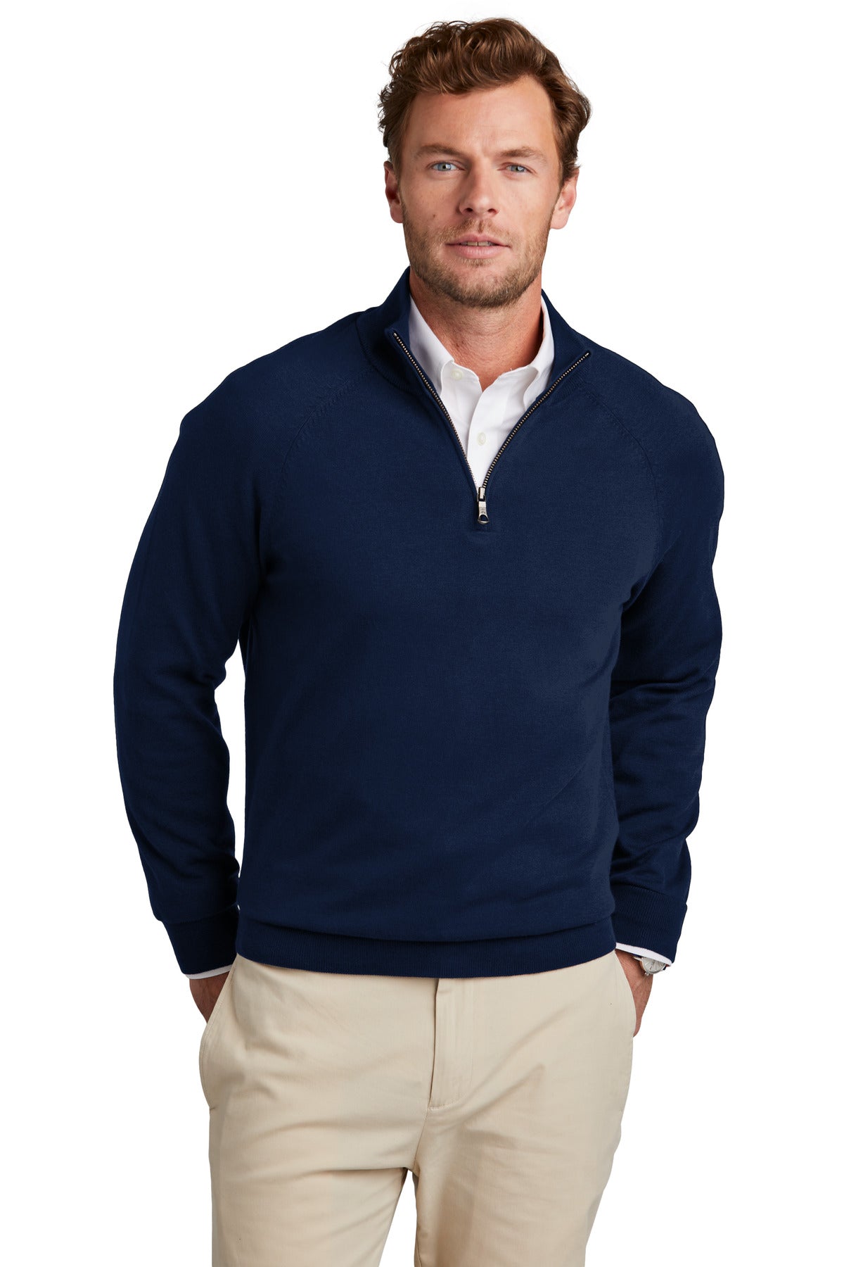 Brooks Brothers   Cotton Stretch 1/4-Zip Sweater BB18402