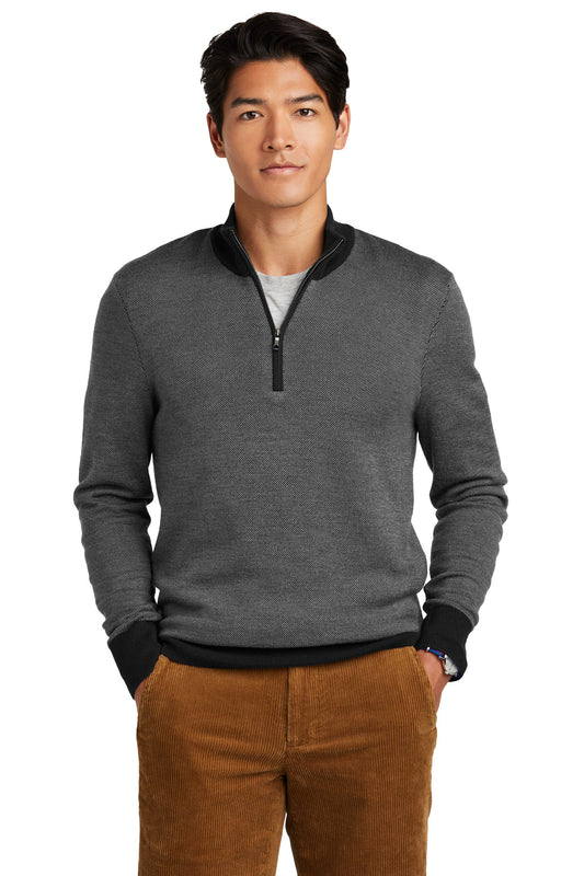 Brooks Brothers   Washable Merino Birdseye 1/4-Zip Sweater BB18412