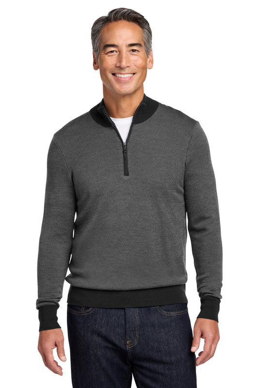 Brooks Brothers Washable Merino Birdseye 1/4-Zip Sweater BB18412