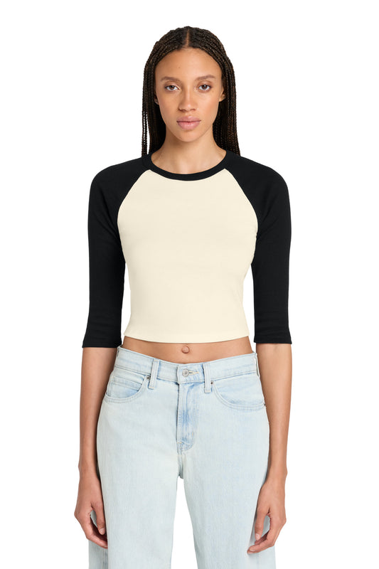 BELLA+CANVAS ® Women's Micro Rib 3/4 Raglan Baby Tee BC1200 | Add Your Logo