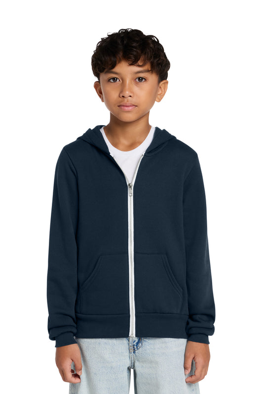 BELLA+CANVAS ® Youth Sponge Fleece Full-Zip Hooded Sweatshirt BC3739Y | Add Your Logo