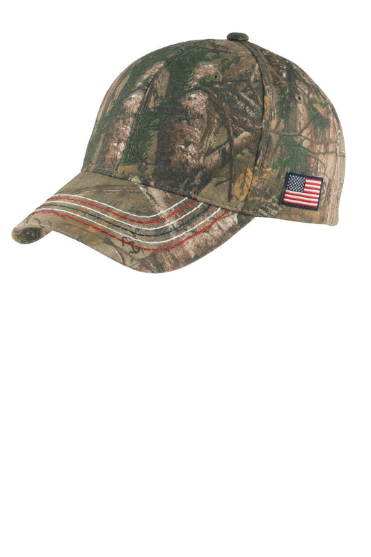 Port & Co Americana Contrast Stitch Camouflage Cap. C909