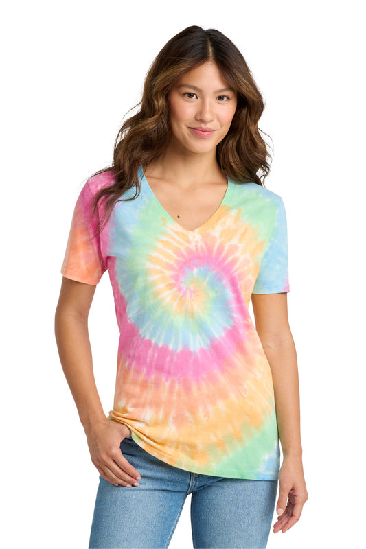 Port & Co ® Women's Tie-Dye V-Neck Tee. LPC147V | Add Your Logo