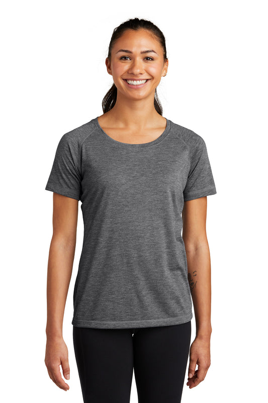 Sport-Tek Women's PosiCharge Tri-Blend Wicking Scoop Neck Raglan Tee. LST400