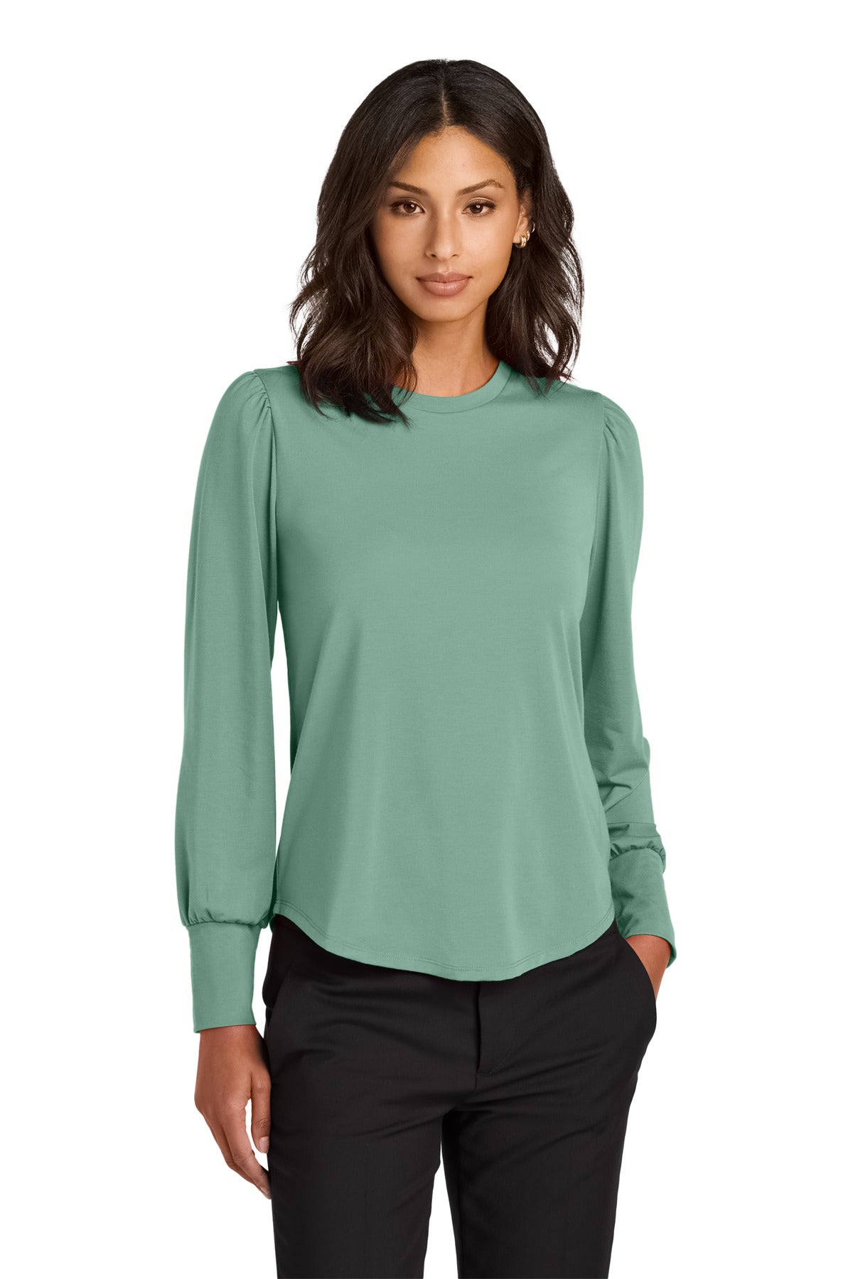 Mercer+Mettle Women's Stretch Jersey Long Sleeve Blouson Top MM1019