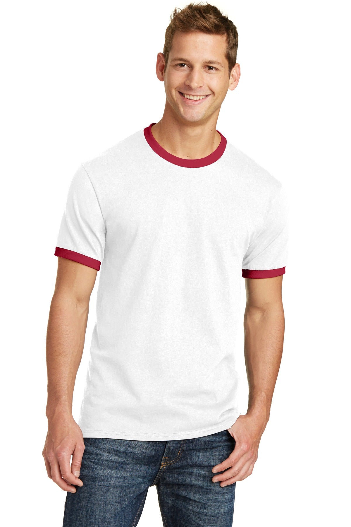 Port & Co Core Cotton Ringer Tee. PC54R