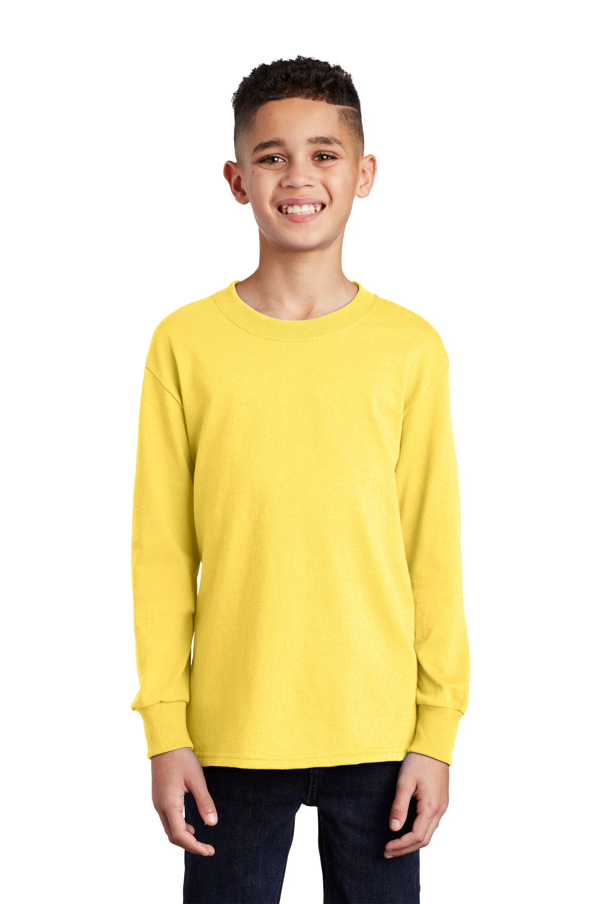 Port & Co Youth Long Sleeve Core Cotton Tee. PC54YLS