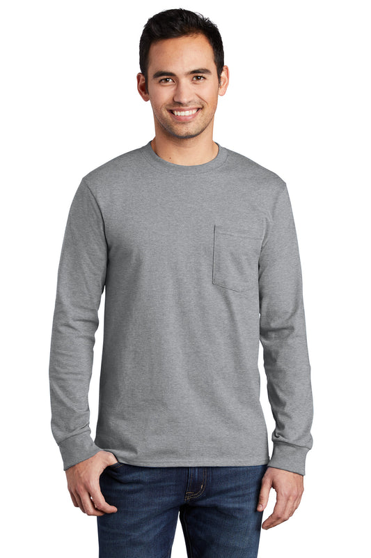 Port & Co Tall Long Sleeve Essential Pocket Tee. PC61LSPT