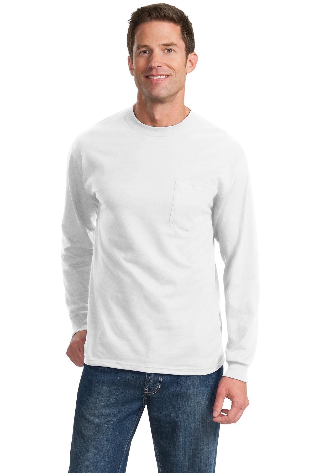 Port & Co Long Sleeve Essential Pocket Tee. PC61LSP