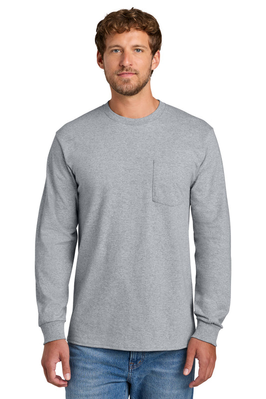 Port & Co Long Sleeve Essential Pocket Tee. PC61LSP