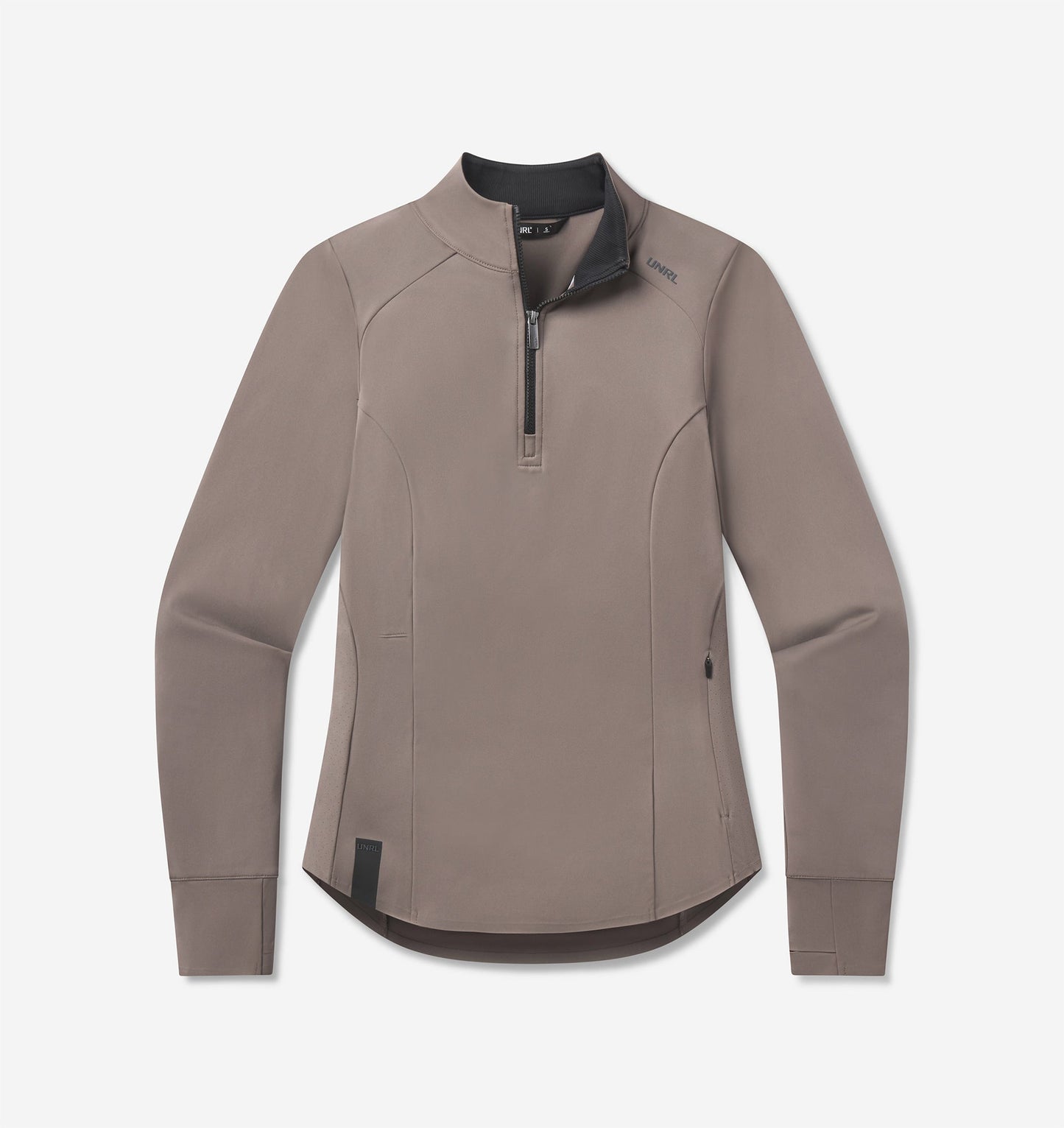 UNRL Womens Performa Fitted Half-Zip – Dark Taupe