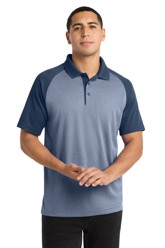 Sport-Tek PosiCharge RacerMesh Raglan Heather Block Polo. ST641