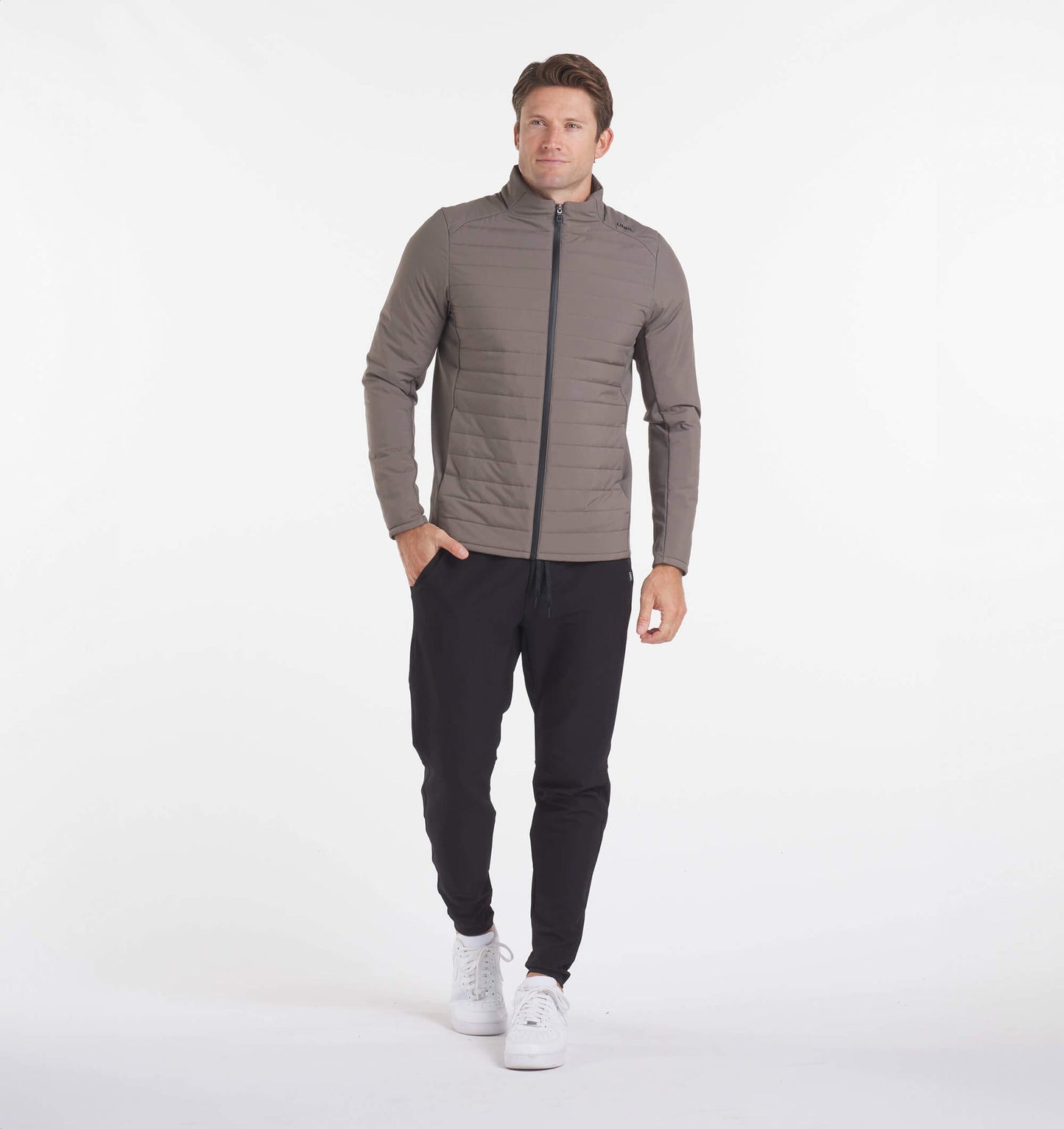 UNRL Mens Montreal Quilted Jacket – Dark Taupe