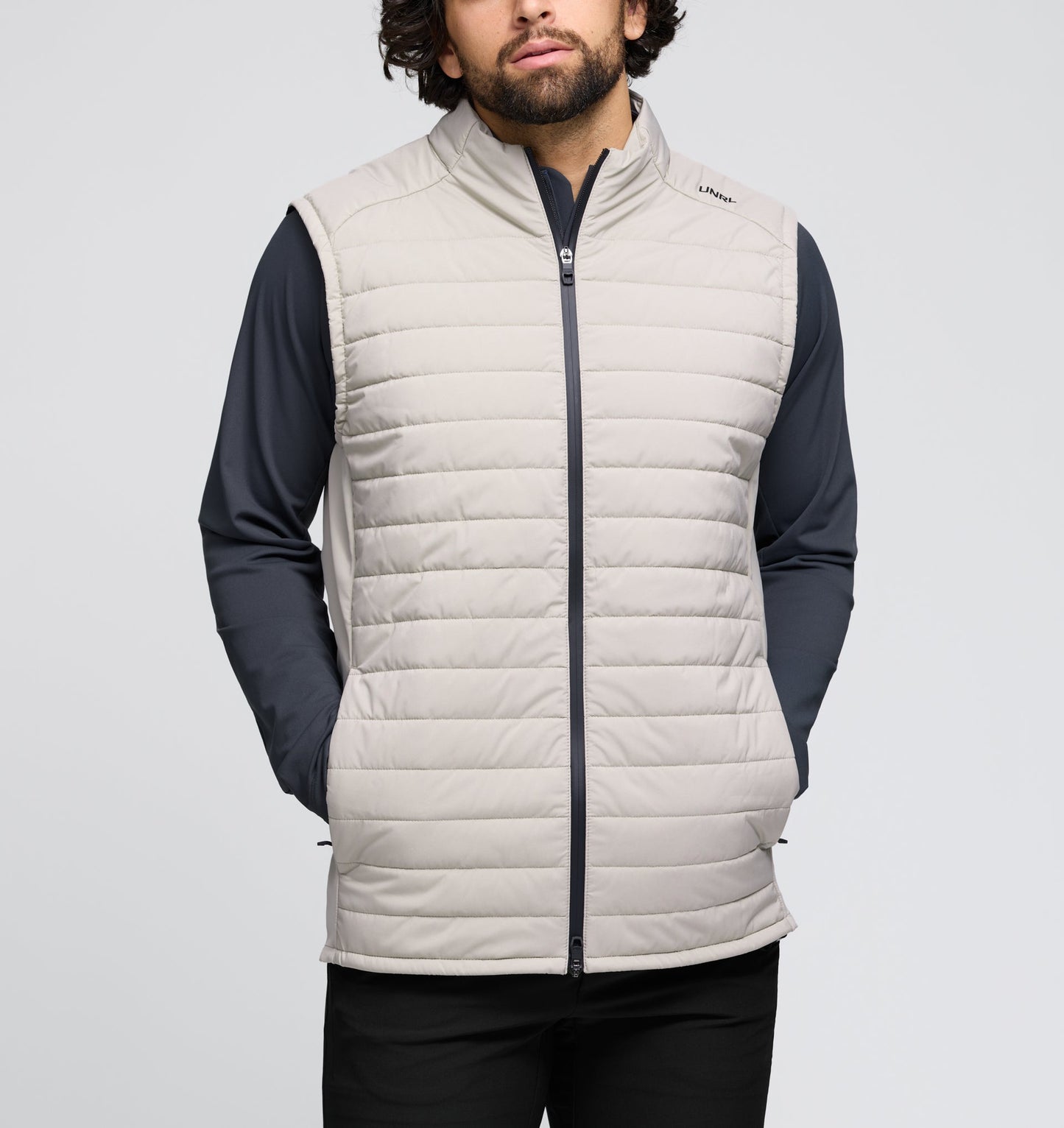 UNRL Mens Vancouver Quilted Vest – Pebble
