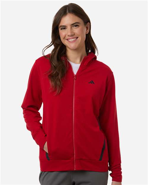 Adidas Women's Game & Go Fleece Full-Zip Hooded Sweatshirt