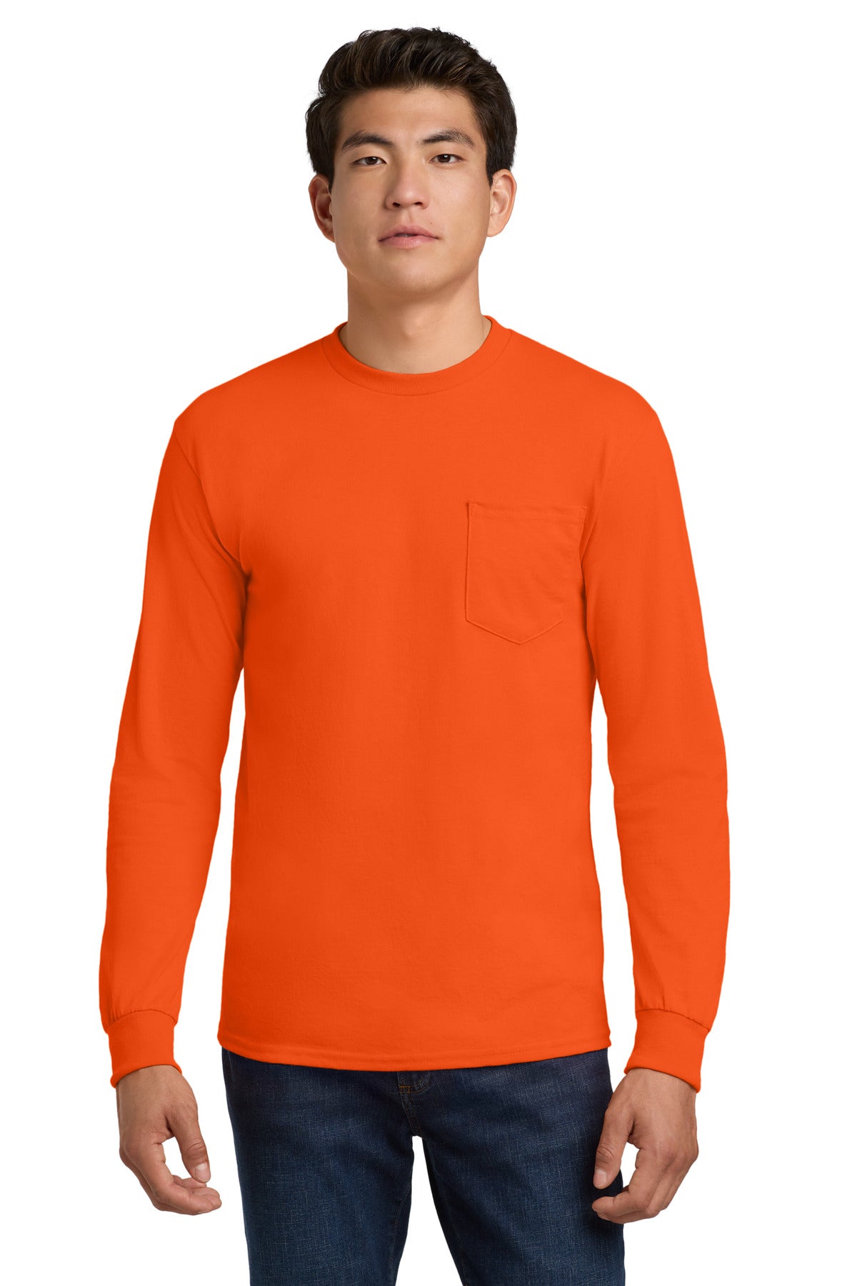 Gildan ®  - Ultra Cotton ®  100% US Cotton Long Sleeve T-Shirt with Pocket.  2410 | Add Your Logo