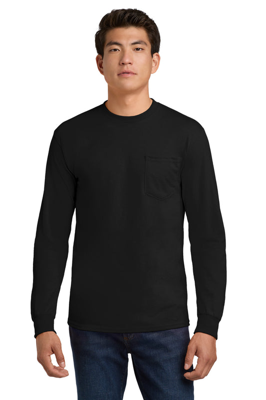 Gildan   - Ultra Cotton   100% US Cotton Long Sleeve T-Shirt with Pocket.  2410