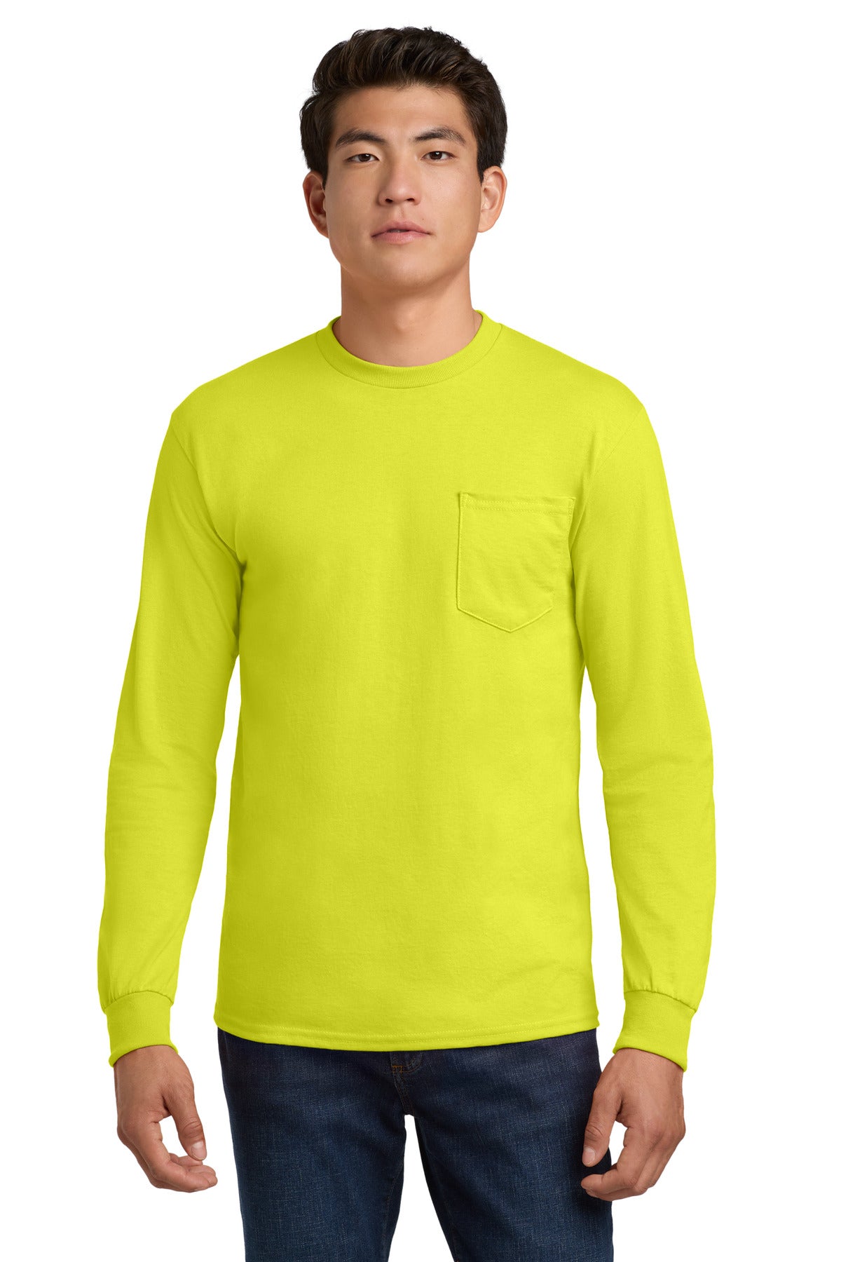 Gildan   - Ultra Cotton   100% US Cotton Long Sleeve T-Shirt with Pocket.  2410