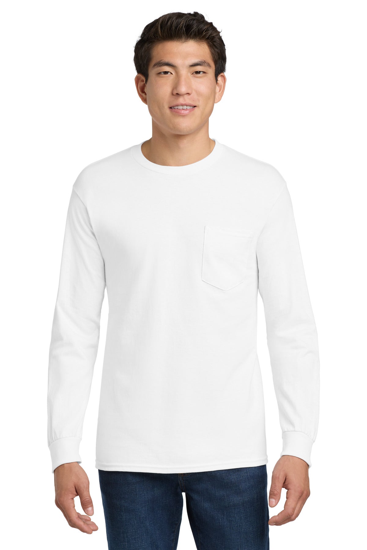 Gildan ®  - Ultra Cotton ®  100% US Cotton Long Sleeve T-Shirt with Pocket.  2410 | Add Your Logo