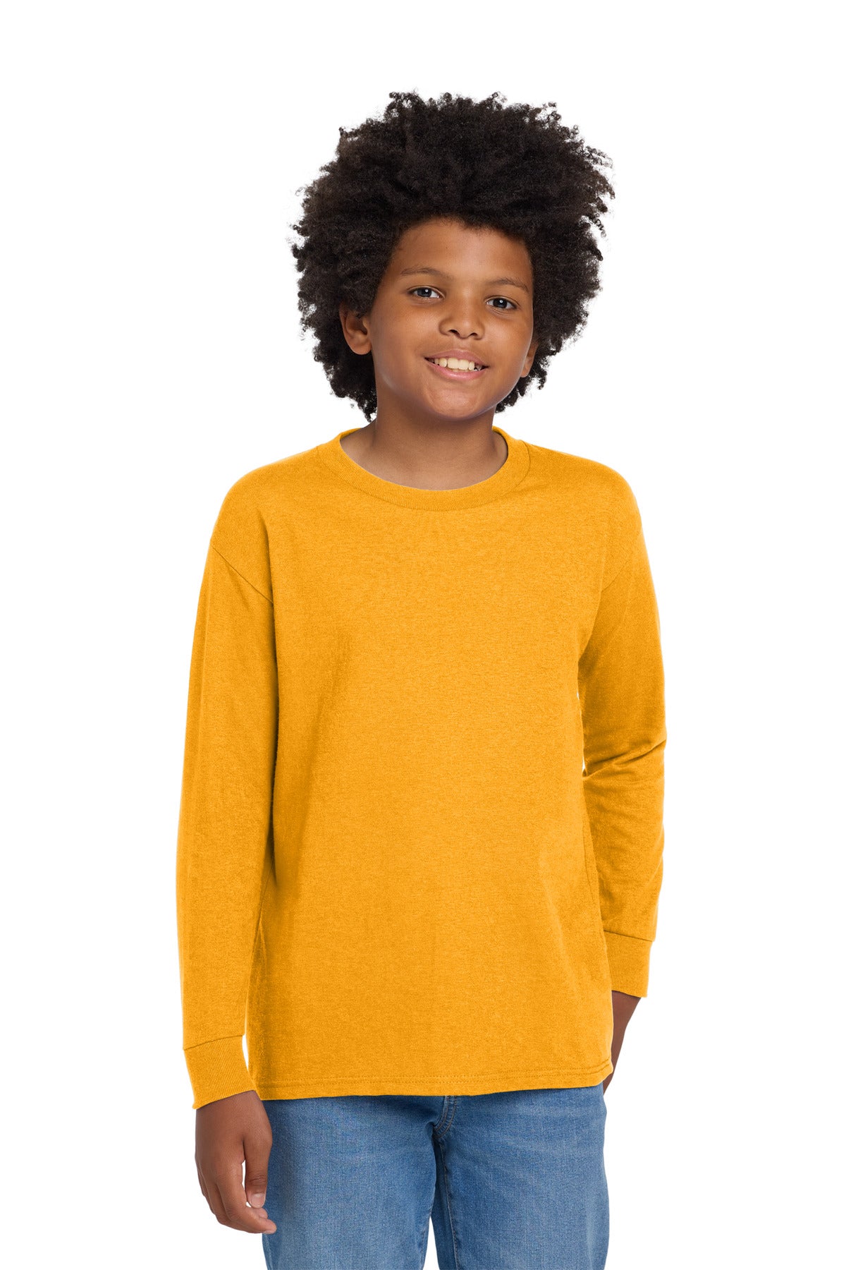 Gildan ®  Youth Heavy Cotton ™  100% Cotton Long Sleeve T-Shirt. 5400B | Add Your Logo