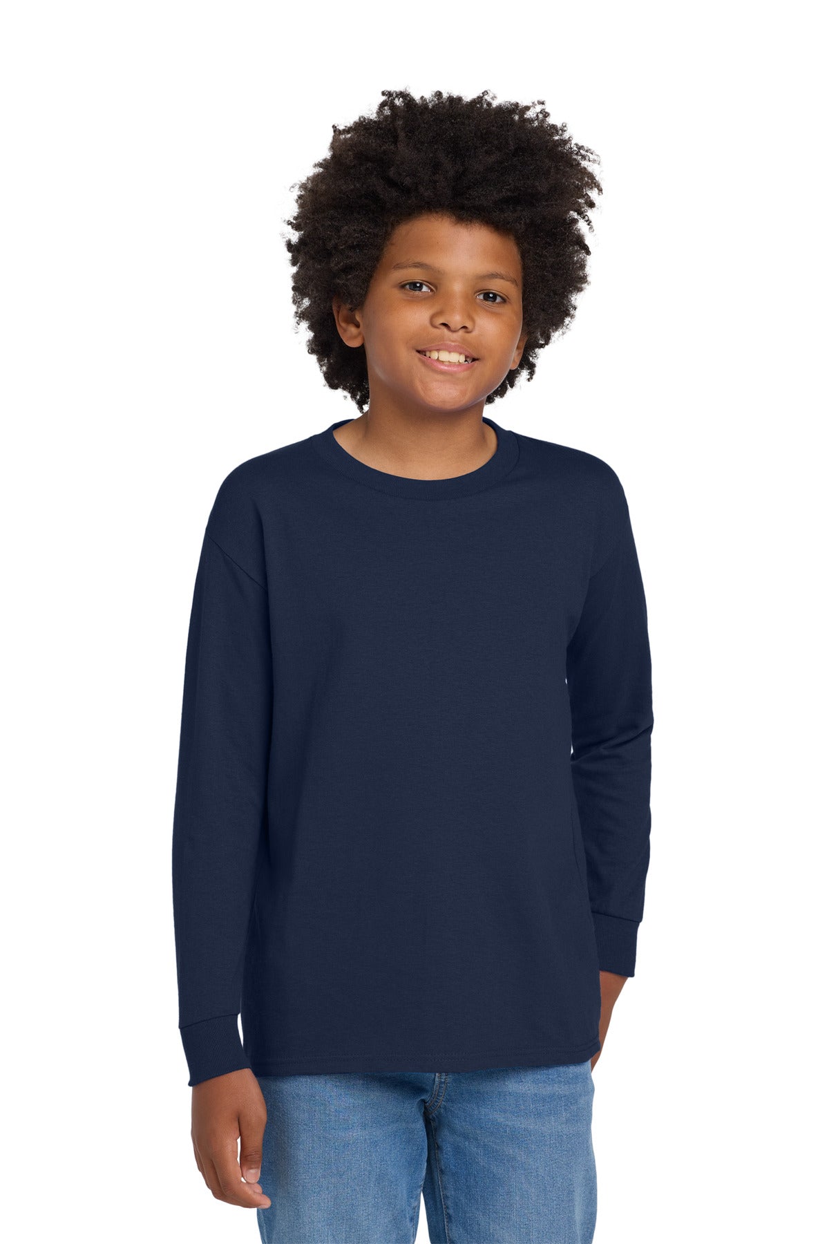 Gildan ®  Youth Heavy Cotton ™  100% Cotton Long Sleeve T-Shirt. 5400B | Add Your Logo