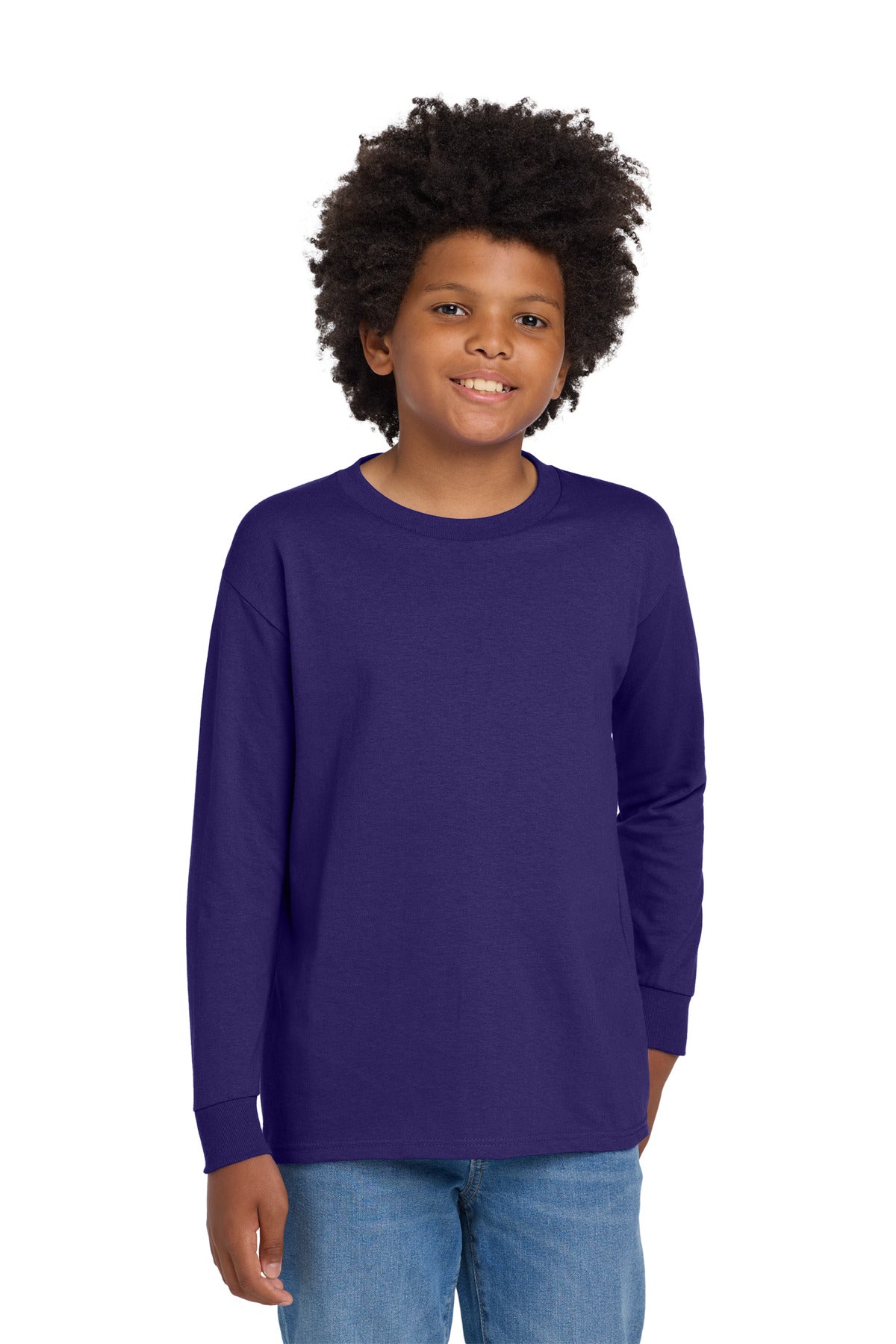 Gildan ®  Youth Heavy Cotton ™  100% Cotton Long Sleeve T-Shirt. 5400B | Add Your Logo