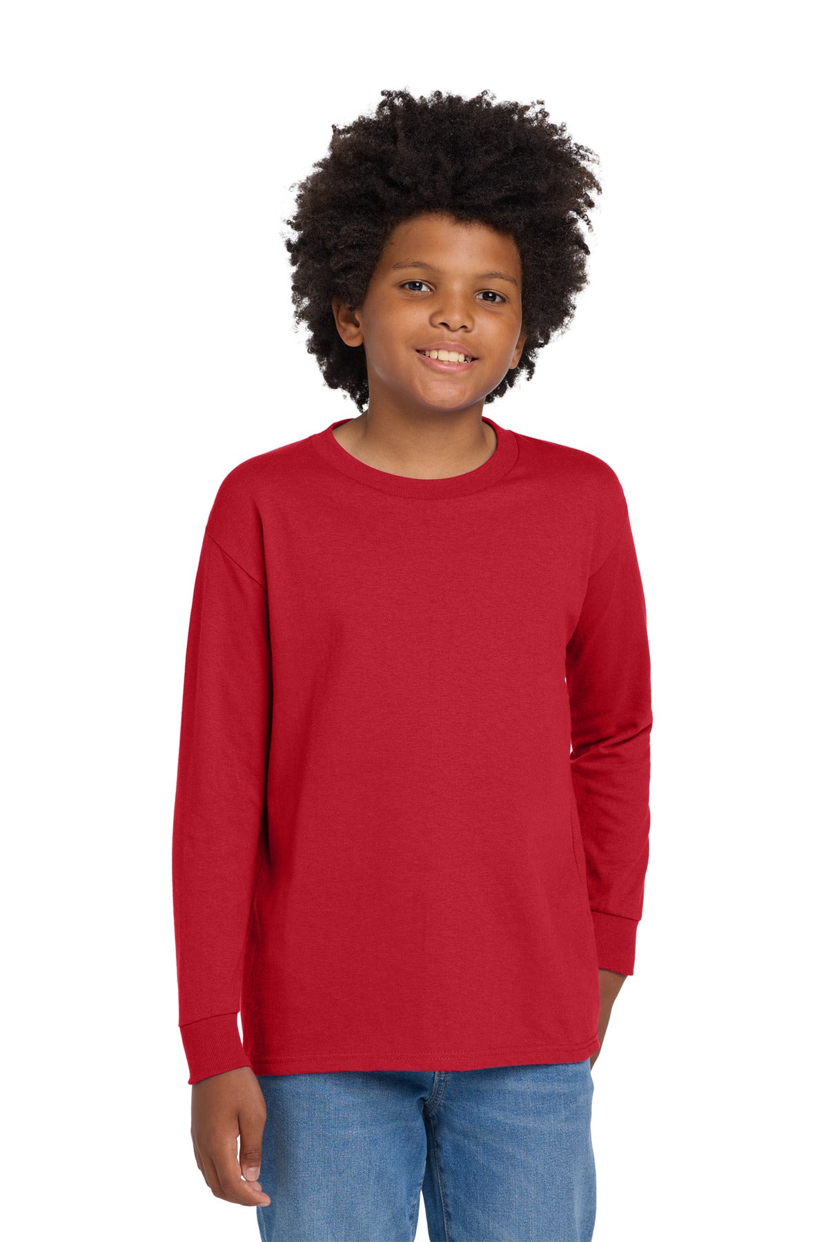 Gildan ®  Youth Heavy Cotton ™  100% Cotton Long Sleeve T-Shirt. 5400B | Add Your Logo