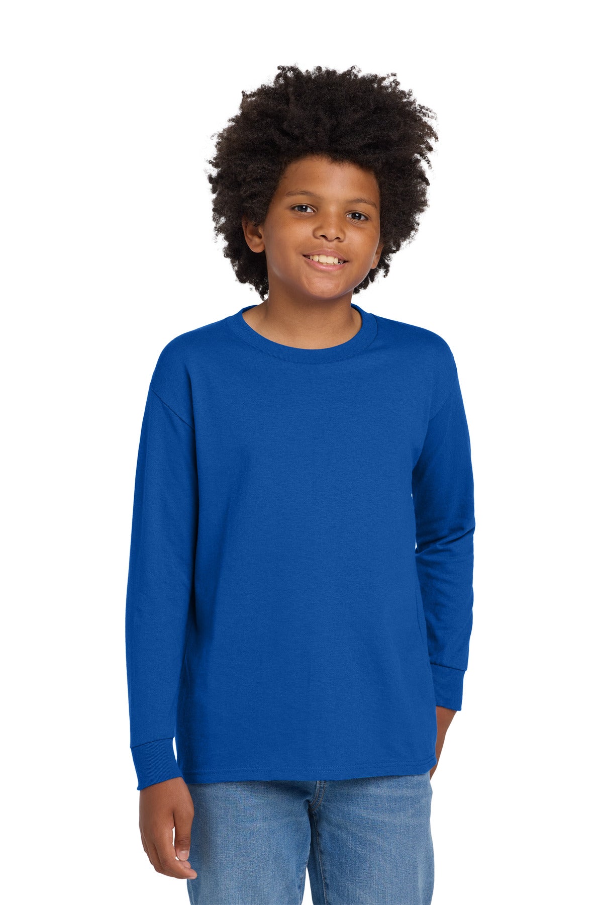 Gildan ®  Youth Heavy Cotton ™  100% Cotton Long Sleeve T-Shirt. 5400B | Add Your Logo