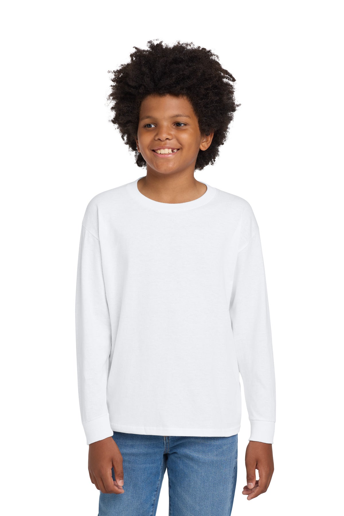Gildan ®  Youth Heavy Cotton ™  100% Cotton Long Sleeve T-Shirt. 5400B | Add Your Logo