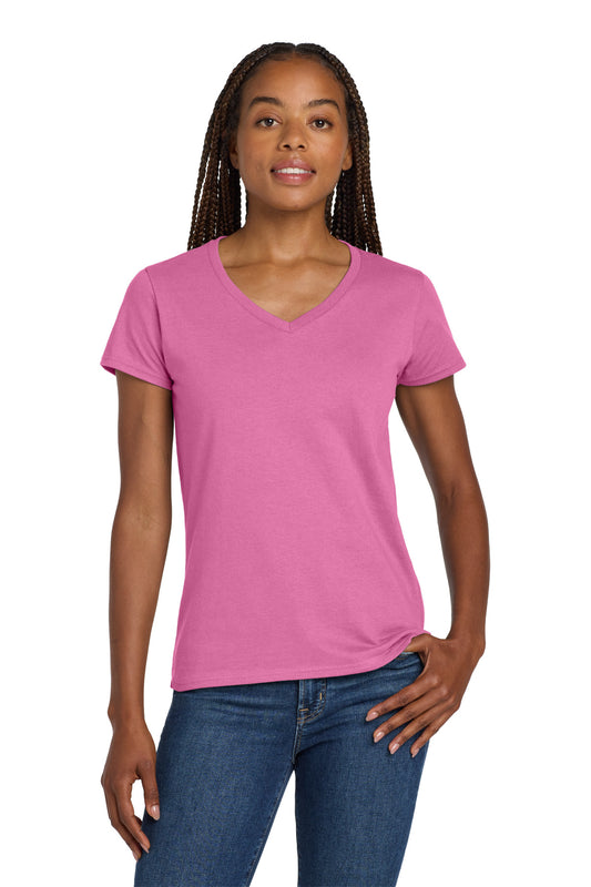 Gildan ®  Women's Heavy Cotton ™  100% Cotton V-Neck T-Shirt. 5V00L | Add Your Logo