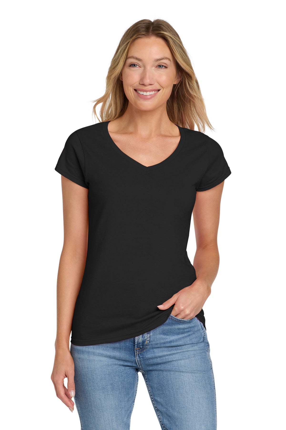 Gildan Softstyle ®  Women's Fit V-Neck T-Shirt. 64V00L | Add Your Logo