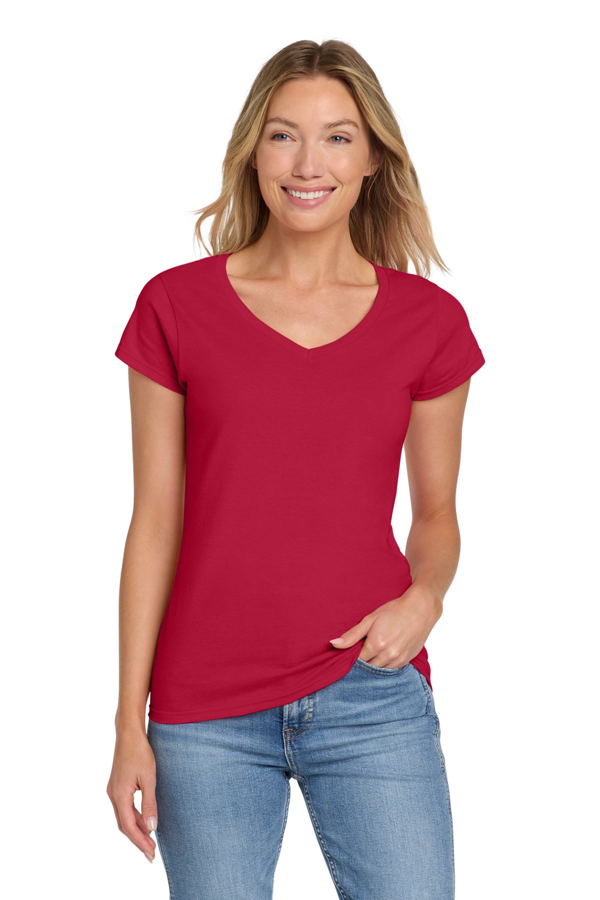 Gildan Softstyle ®  Women's Fit V-Neck T-Shirt. 64V00L | Add Your Logo
