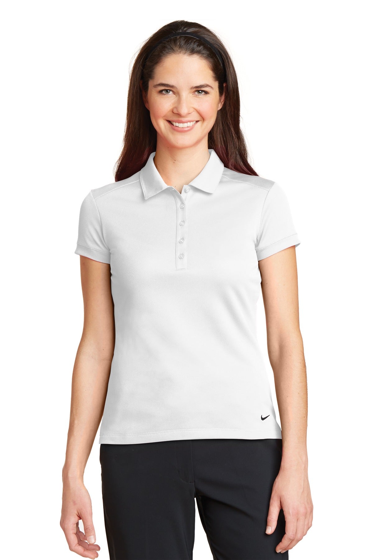 Nike Women's Dri-FIT Solid Icon Pique Modern Fit Polo.  746100 | Add Your Logo