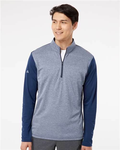 Adidas Men's Ultimate365 Heather Block Print Quarter-Zip Pullover