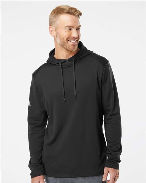 Adidas Men's Textured Mixed Media Midweight Hooded Sweatshirt