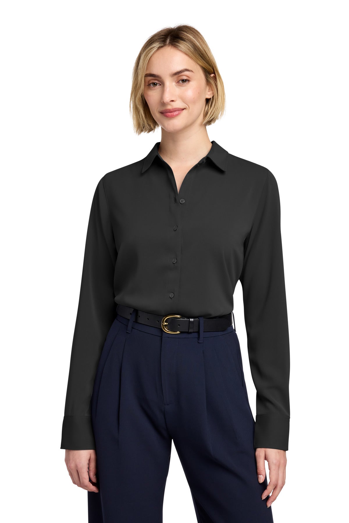 Brooks Brothers ®  Women's Full-Button Satin Blouse BB18007 | Add Your Logo