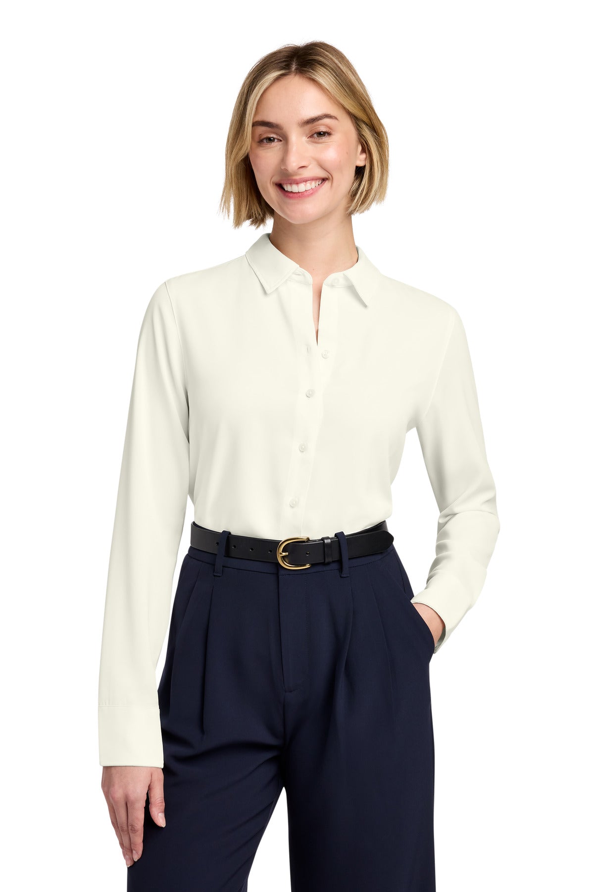 Brooks Brothers ®  Women's Full-Button Satin Blouse BB18007 | Add Your Logo