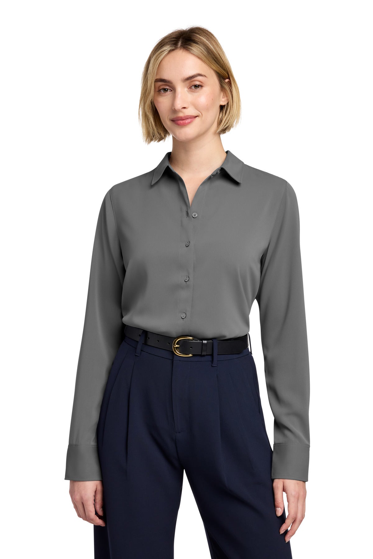 Brooks Brothers ®  Women's Full-Button Satin Blouse BB18007 | Add Your Logo