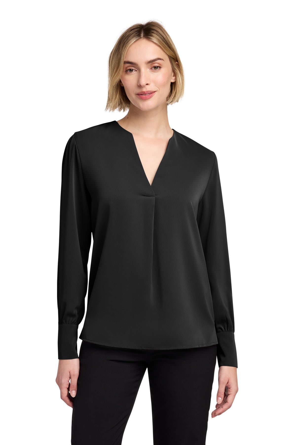Brooks Brothers ®  Women's Open-Neck Satin Blouse BB18009 | Add Your Logo