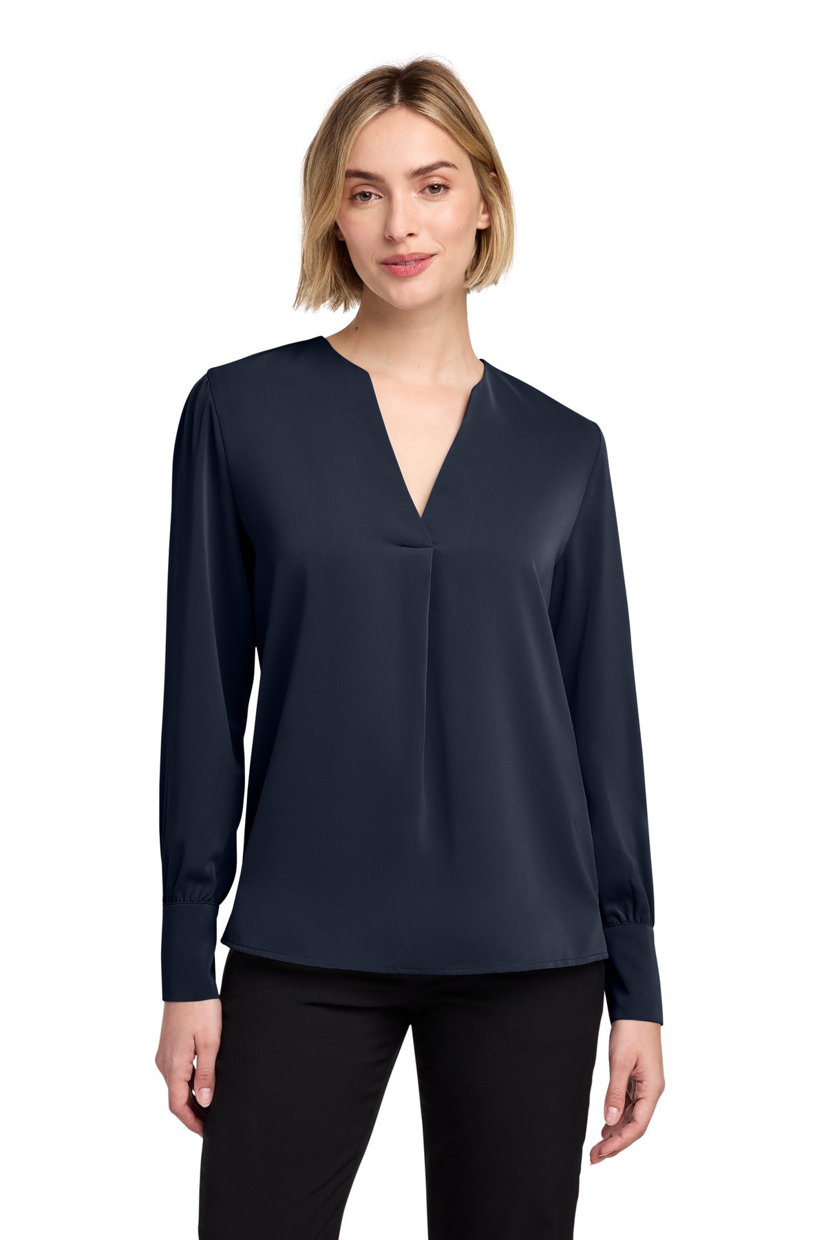 Brooks Brothers ®  Women's Open-Neck Satin Blouse BB18009 | Add Your Logo
