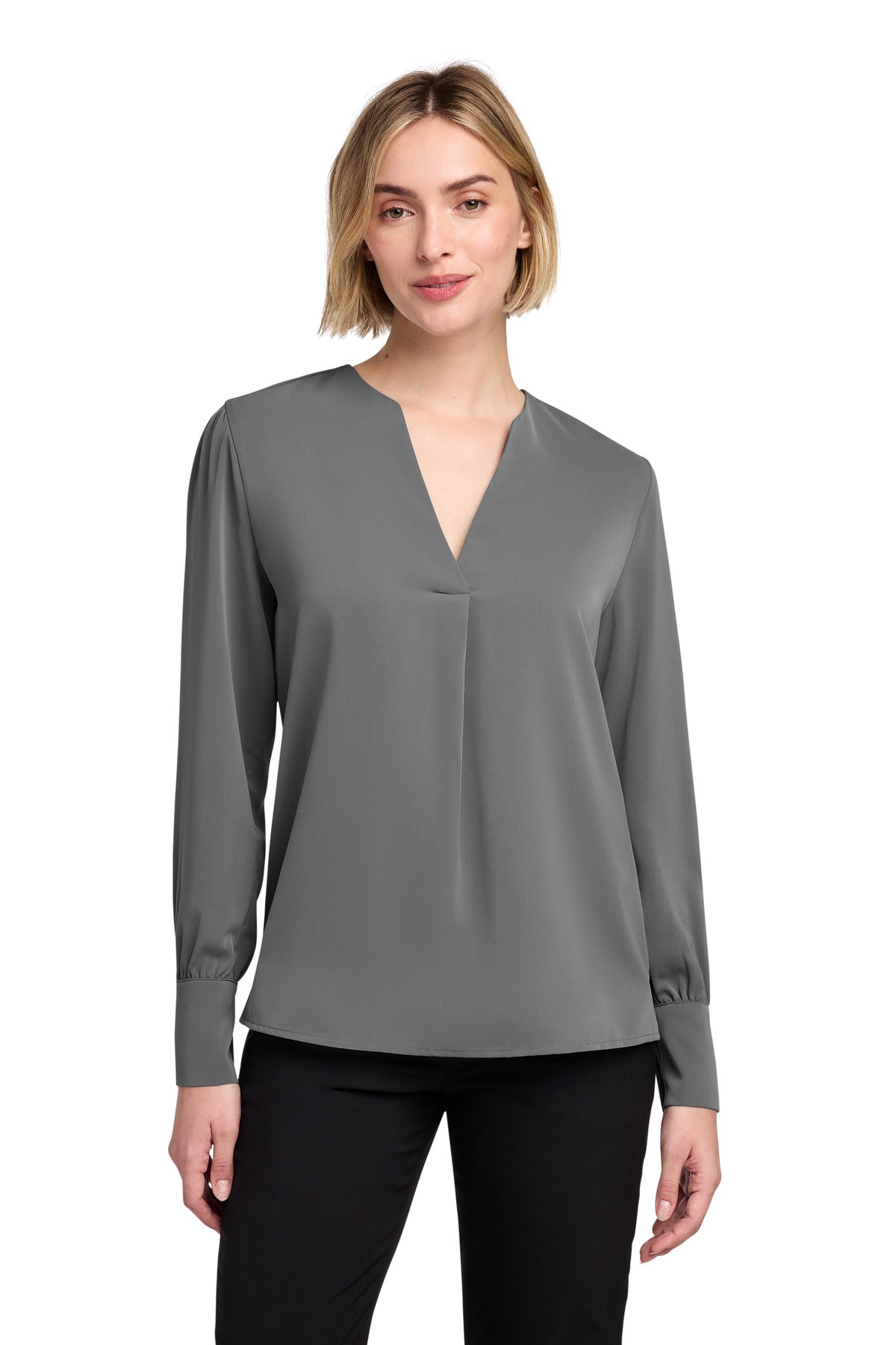 Brooks Brothers ®  Women's Open-Neck Satin Blouse BB18009 | Add Your Logo
