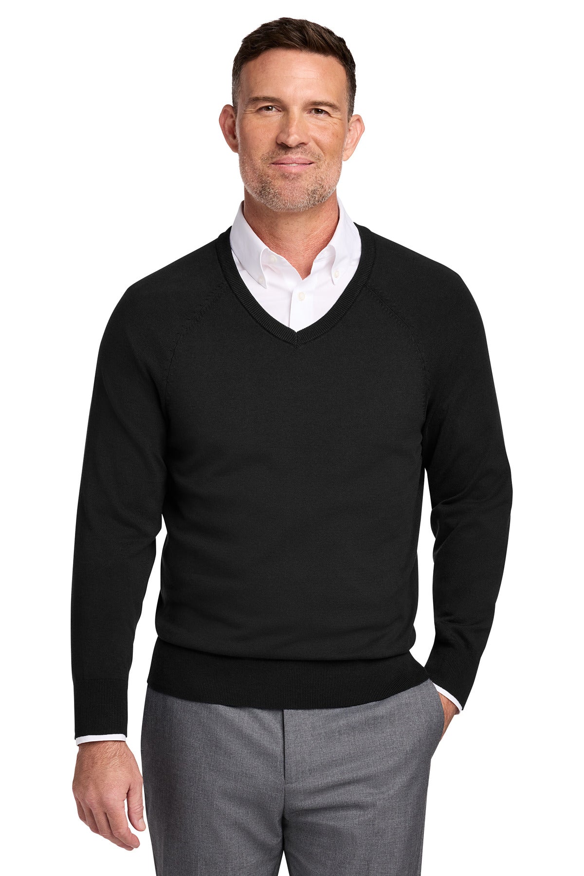 Brooks Brothers ®  Cotton Stretch V-Neck Sweater BB18400 | Add Your Logo