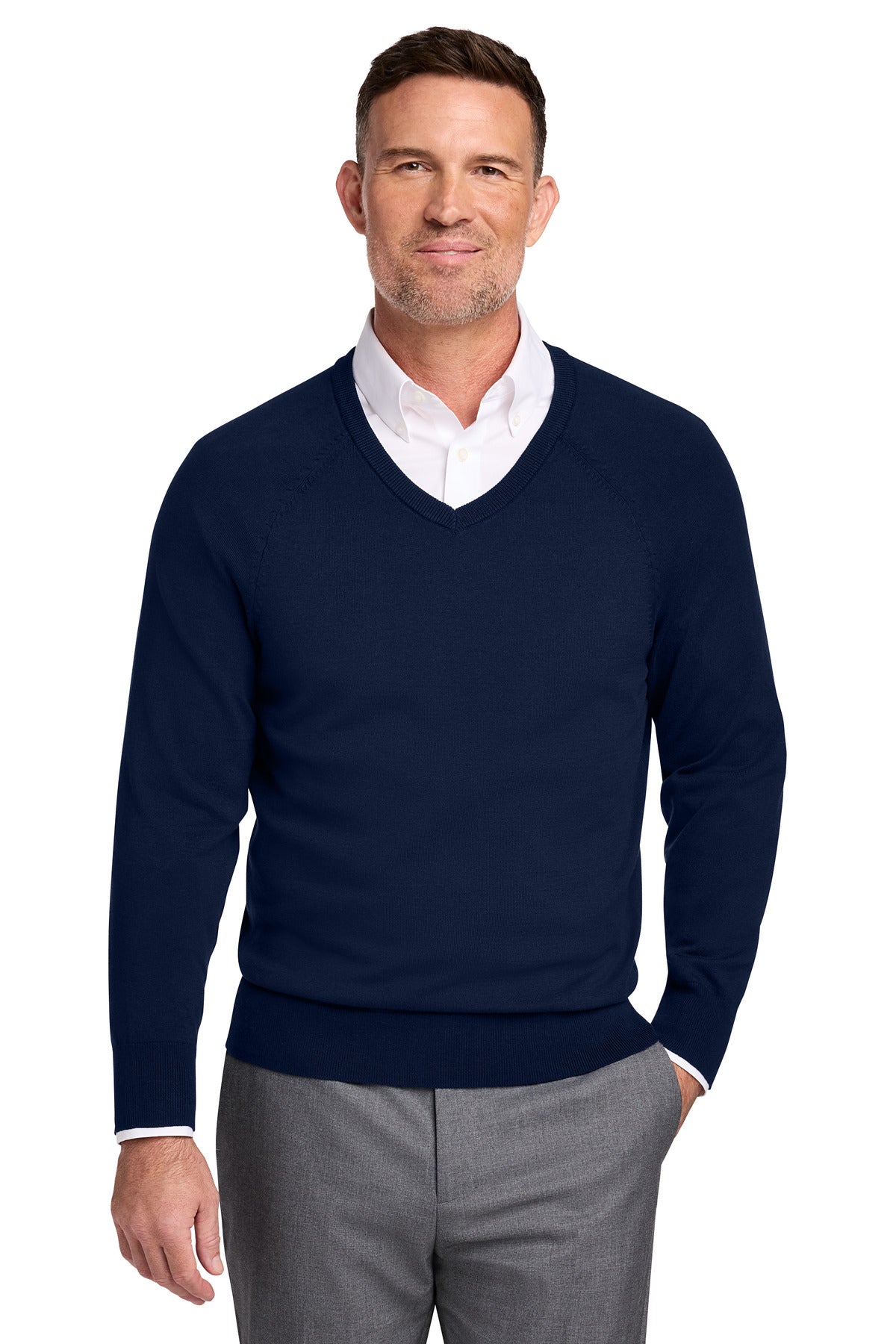 Brooks Brothers ®  Cotton Stretch V-Neck Sweater BB18400 | Add Your Logo