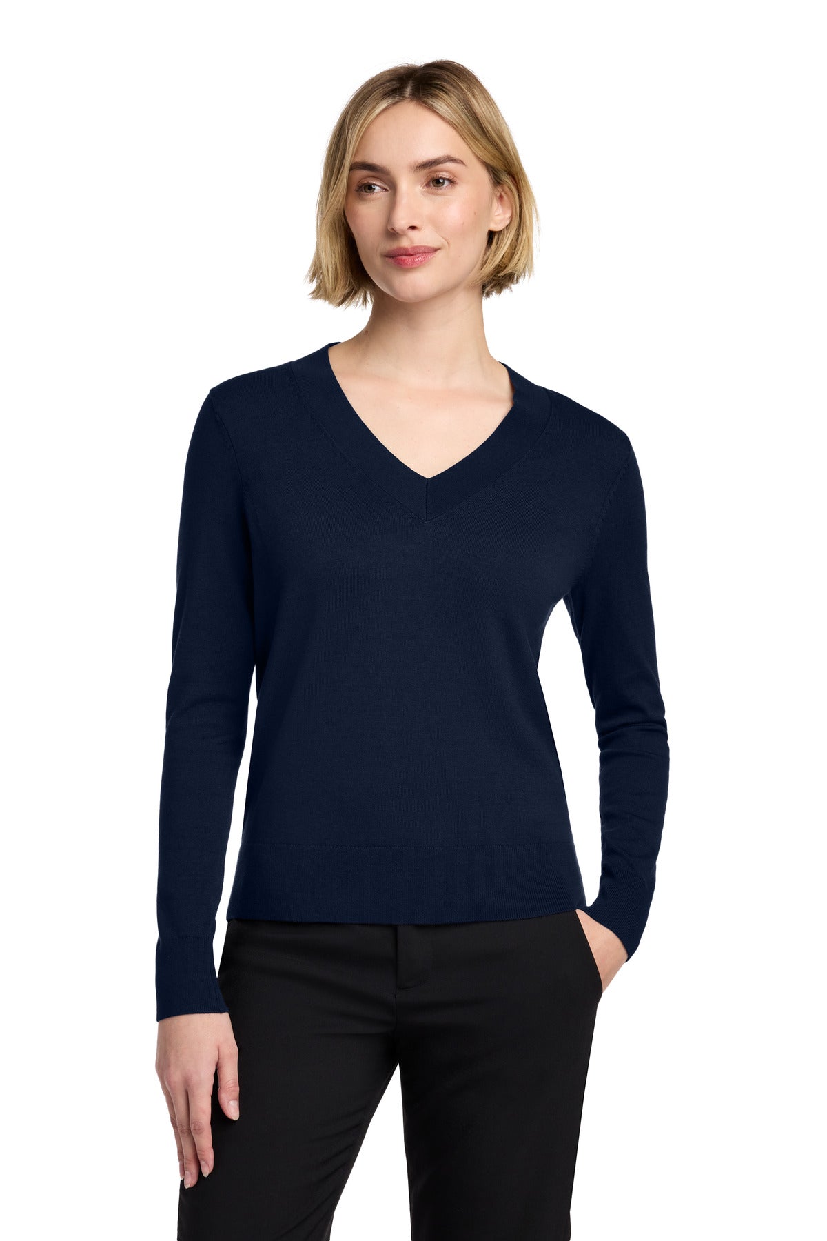 Brooks Brothers ®  Women's Cotton Stretch V-Neck Sweater BB18401 | Add Your Logo