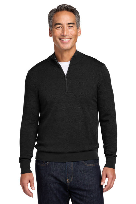 Brooks Brothers   Washable Merino Birdseye 1/4-Zip Sweater BB18412