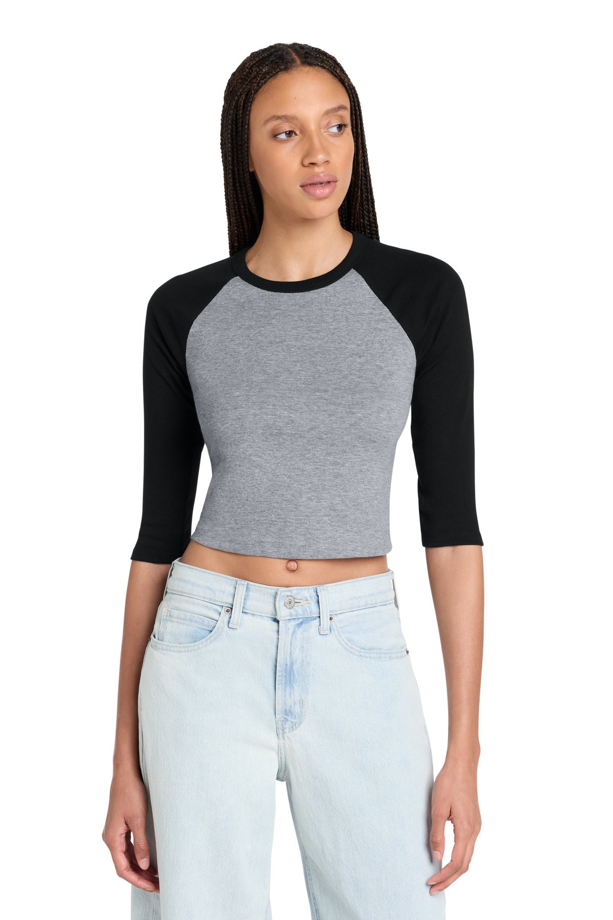 BELLA+CANVAS ®  Women's Micro Rib 3/4 Raglan Baby Tee BC1200 | Add Your Logo