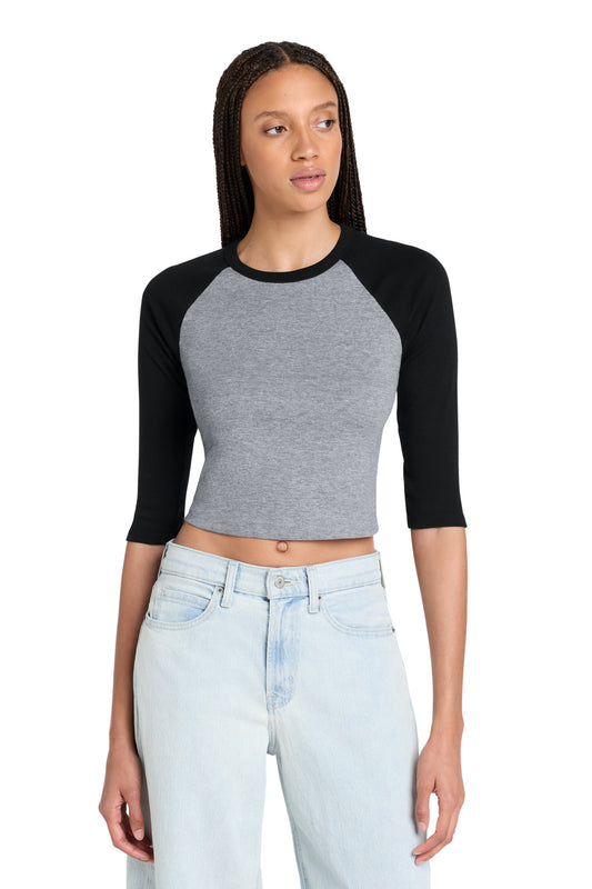 BELLA+CANVAS ®  Women's Micro Rib 3/4 Raglan Baby Tee BC1200 | Add Your Logo